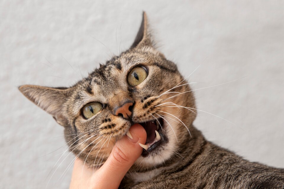 cat biting