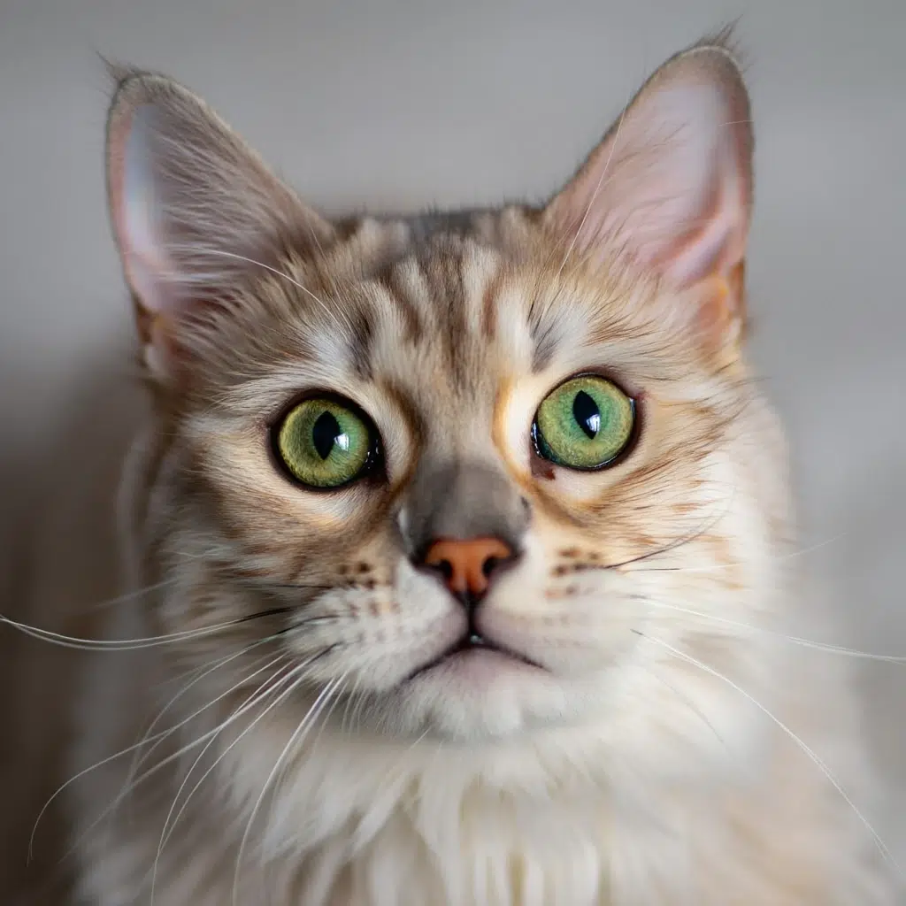 Cashmere Bengal Close-up Intimate portrait highlighting the breeds beautiful eyes and soft facial features